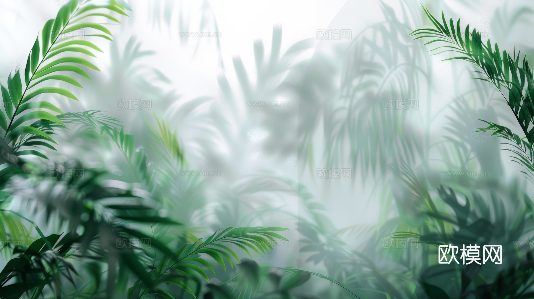 夹丝磨砂玻璃幕墙植物隔断