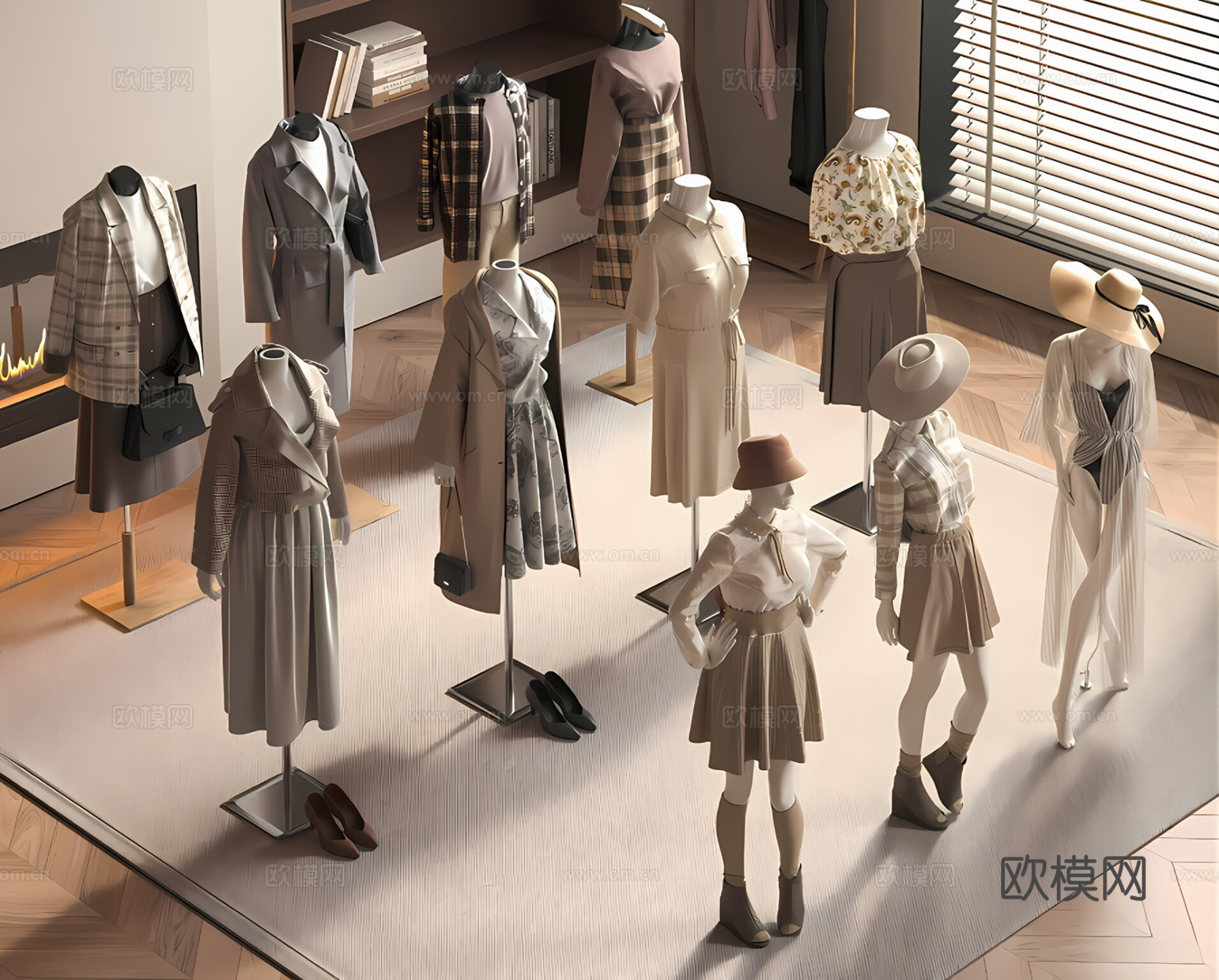 现代服装店 女装店 女装模特 服装模特 商展器材 道具3d模型