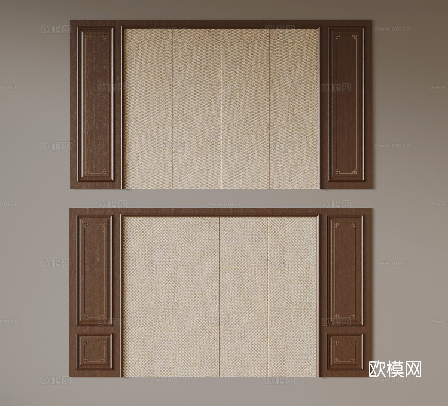 电视背景墙 新中式背景墙3d模型
