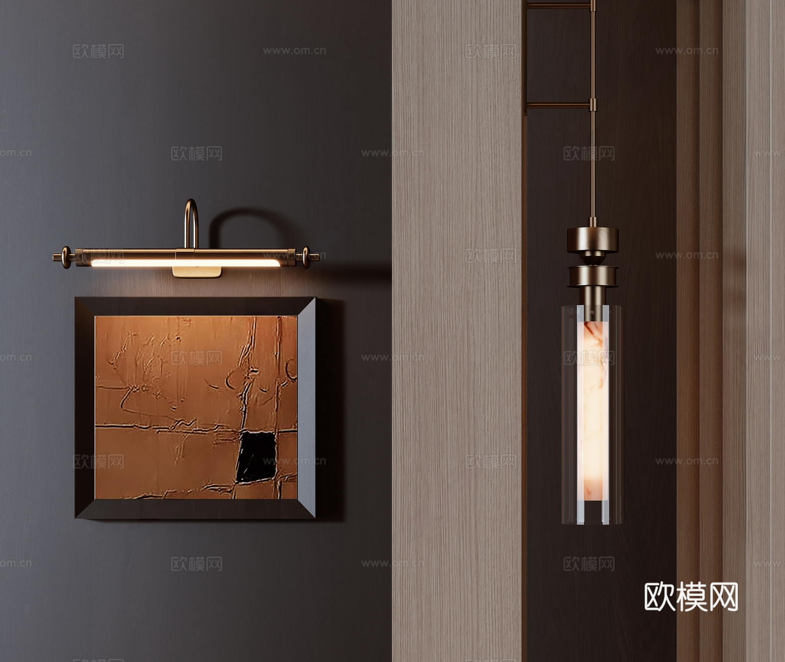 新中式长条壁灯 现代长条壁灯 镜前壁灯 条形壁灯 金属壁灯3d模型
