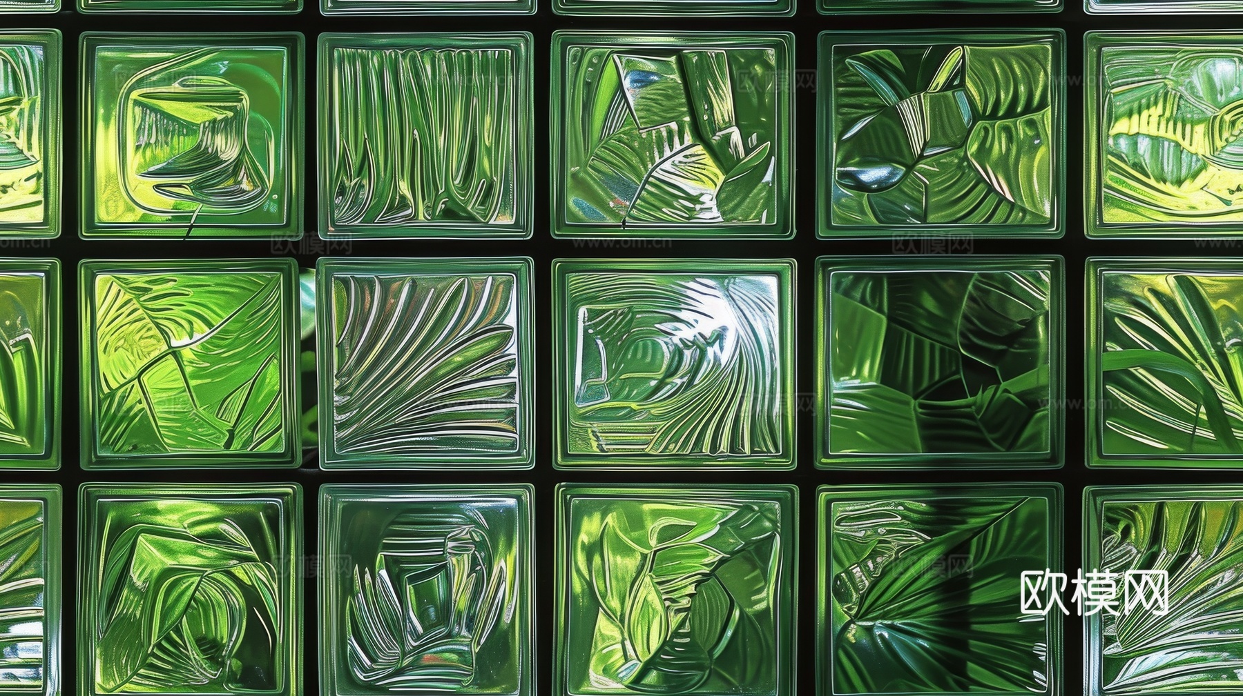 夹丝磨砂玻璃幕墙植物隔断下载（渲染图5）