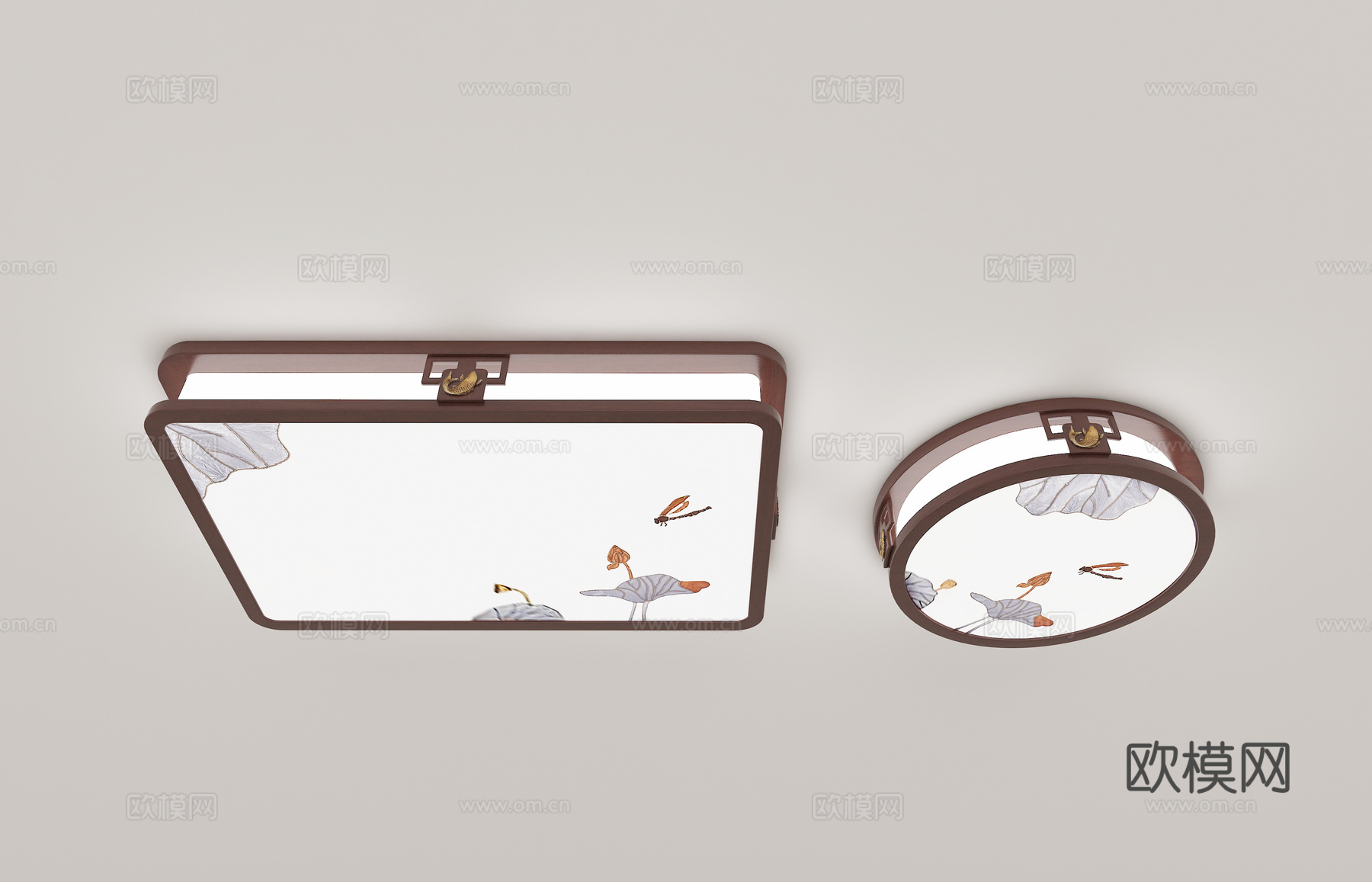 新中式禅意吸顶灯组合3d模型