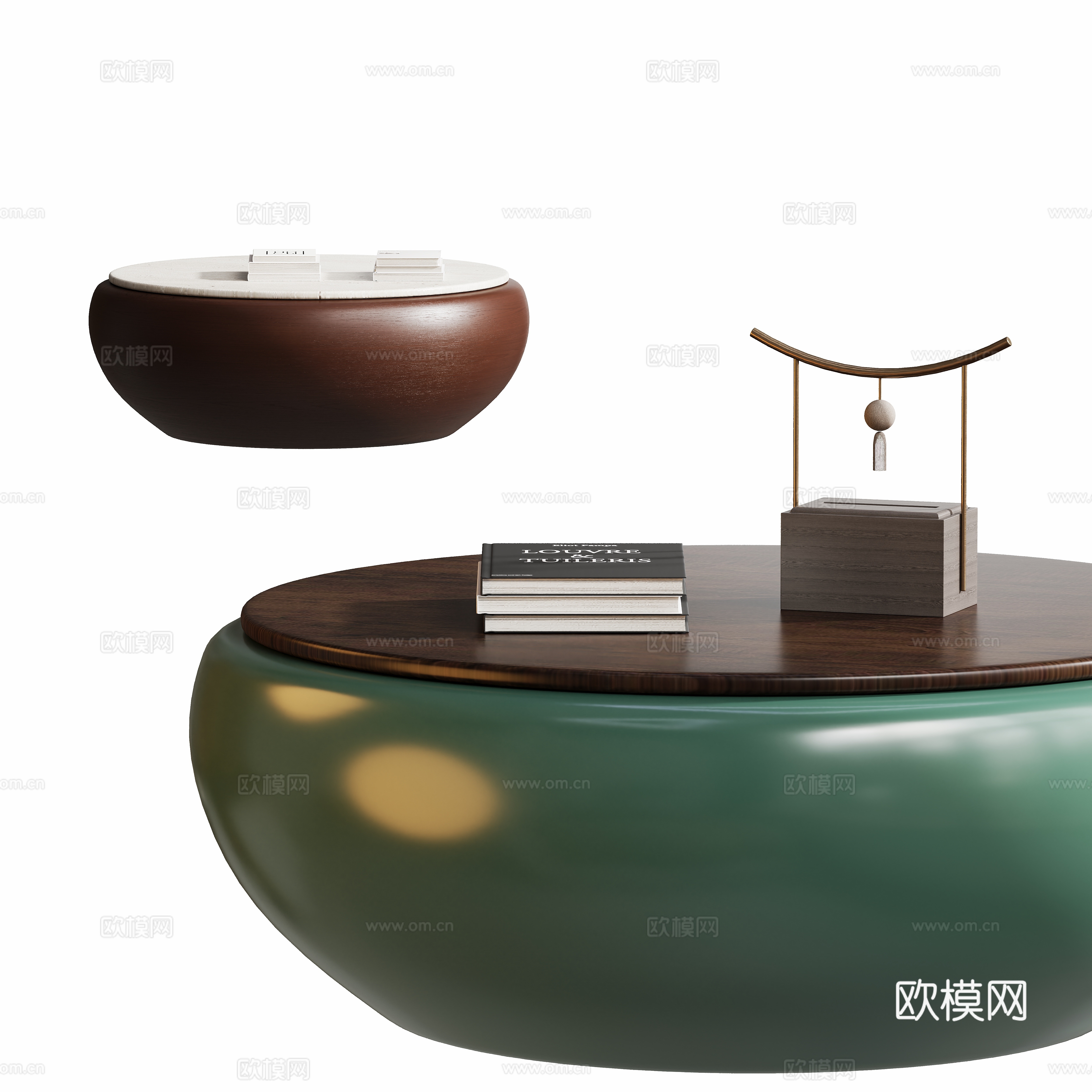 新中式圆形茶几su模型