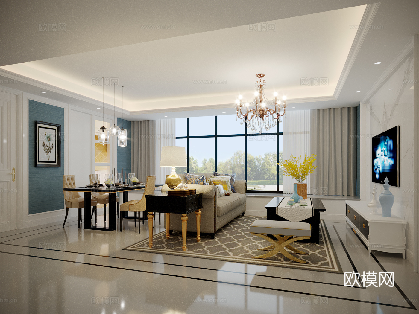 客餐厅3d模型下载