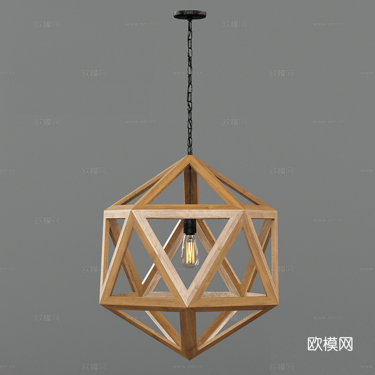 北欧木质吊灯3d模型
