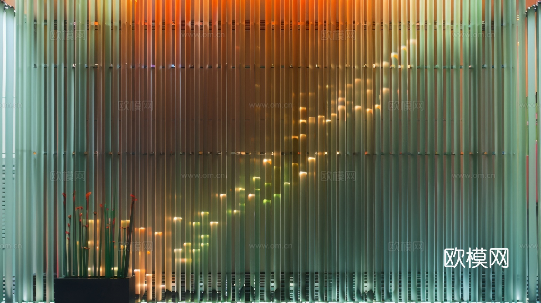 夹丝艺术玻璃幕墙隔断下载（渲染图1）