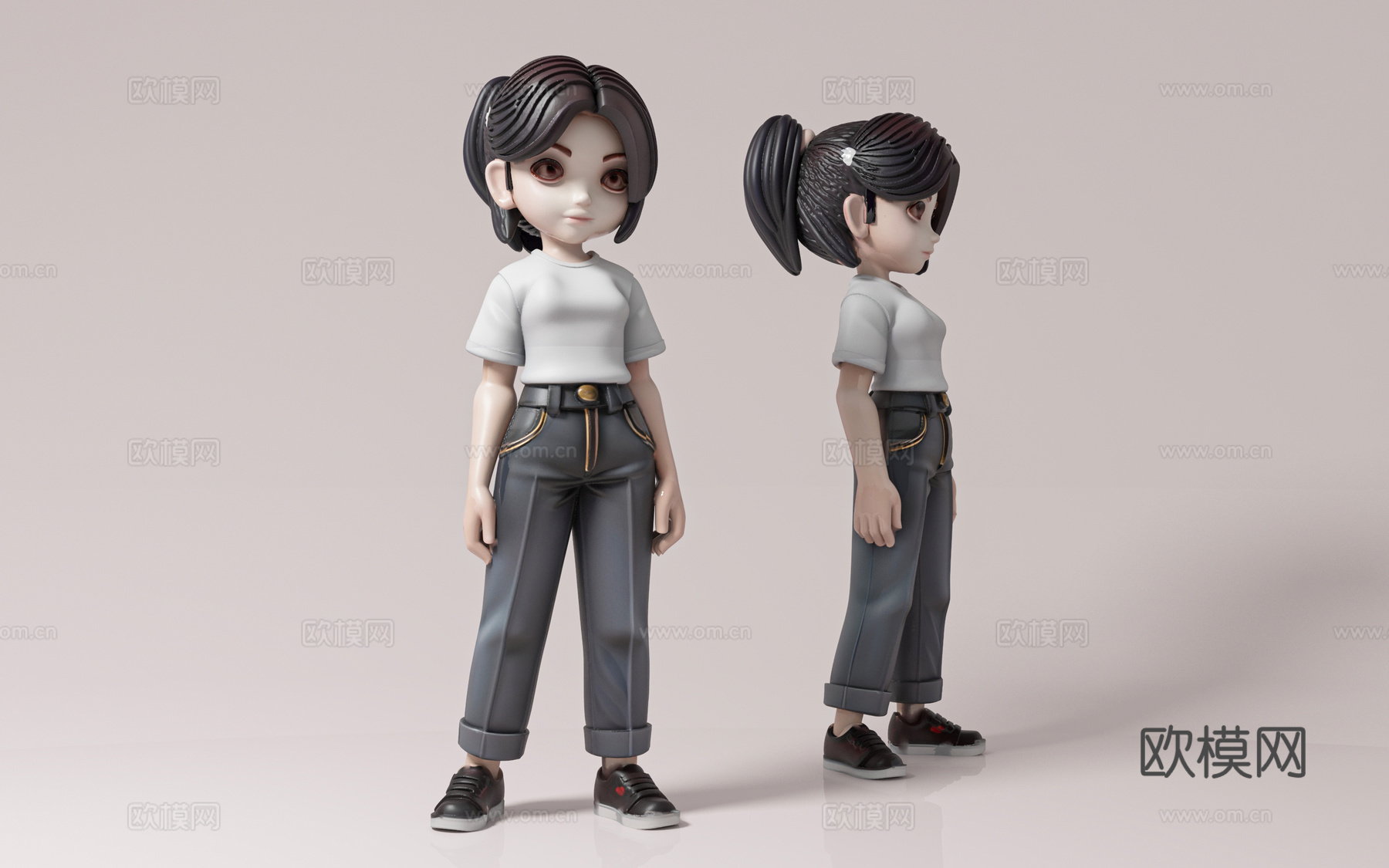 女青年 女性女人 美女女生 卡通人物 动漫形象 手办摆件 人3d模型