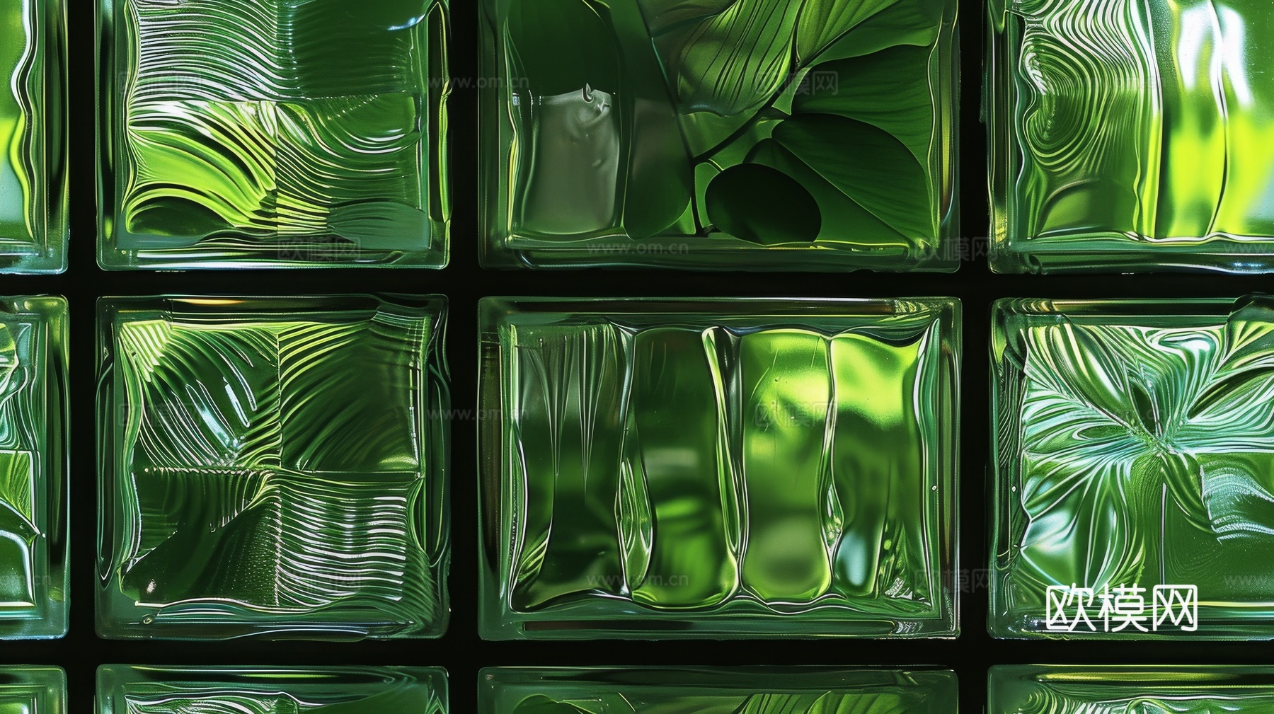 夹丝磨砂玻璃幕墙植物隔断下载（渲染图4）