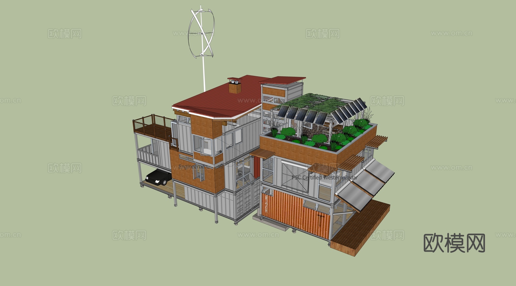 集装箱建筑 集装箱别墅 集装箱休息驿站su模型