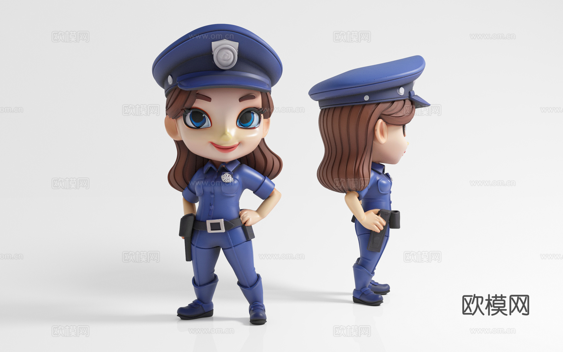 女警 警察警官 卡通人物 动漫形象 手办摆件 人偶玩偶 饰品3d模型