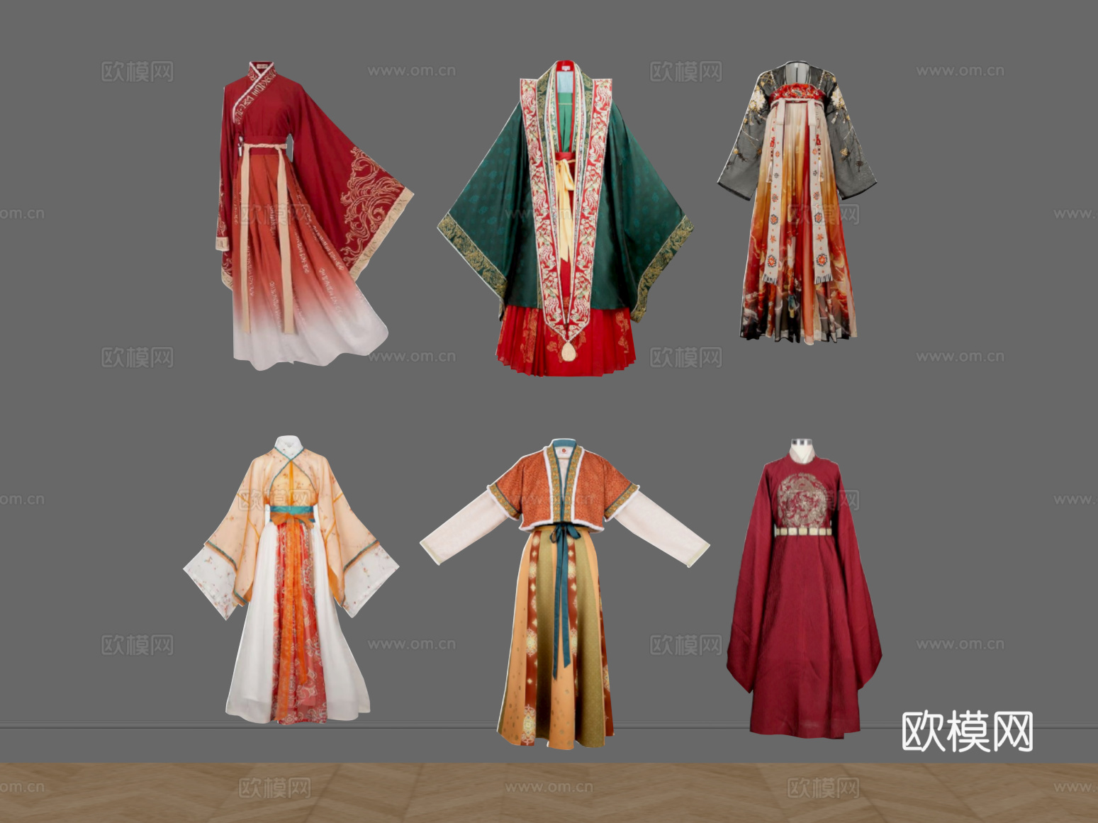 汉服 新中式汉服 服饰su模型