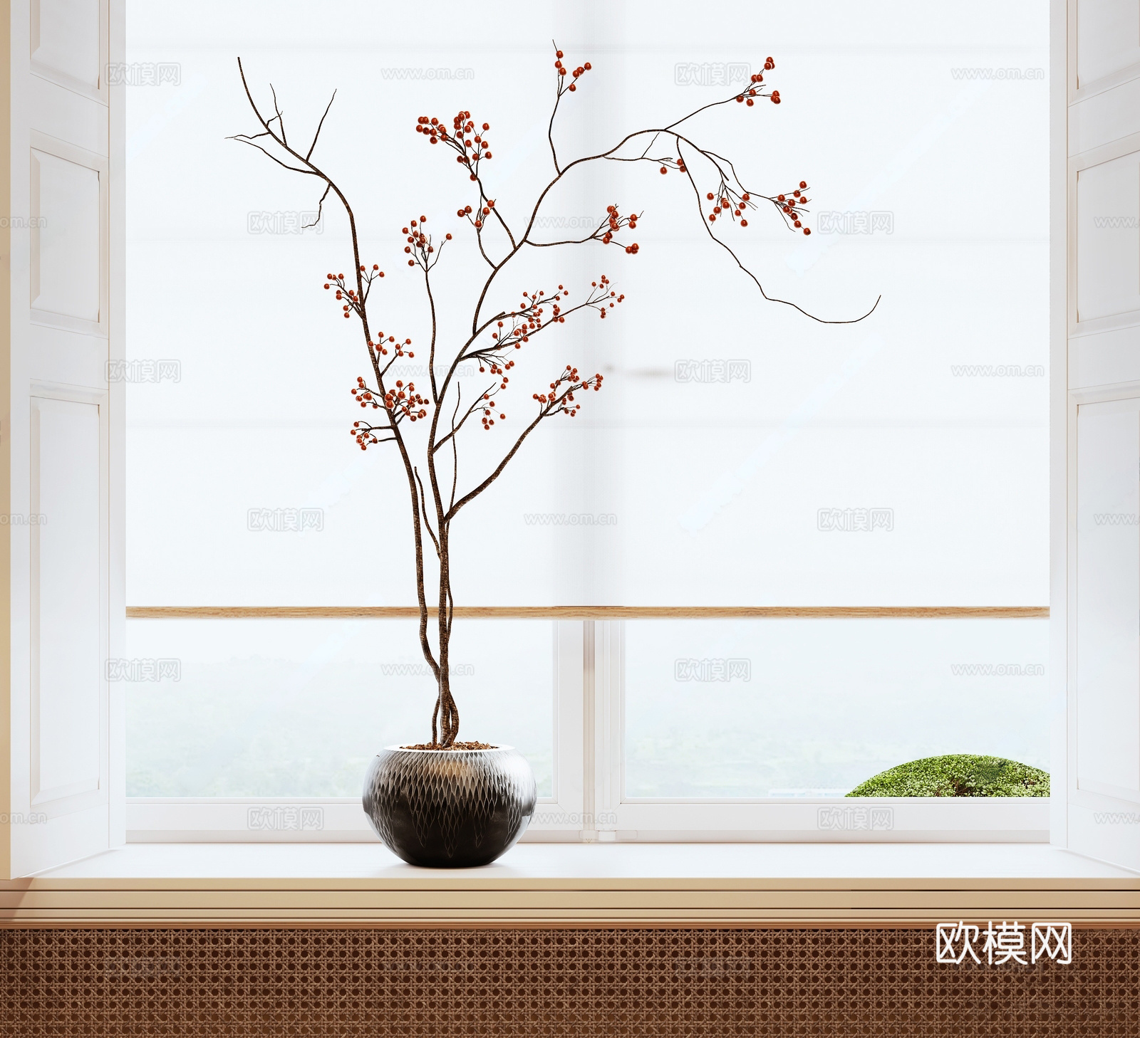 盆栽 侘寂绿植 做旧花瓶 现代花瓶 干支3d模型