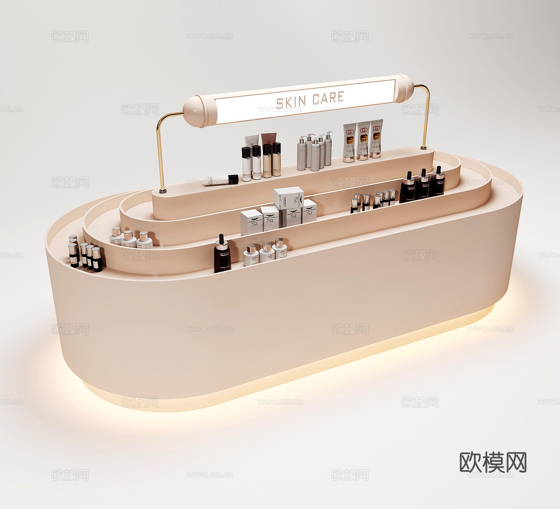 现代化妆品中岛展台3d模型