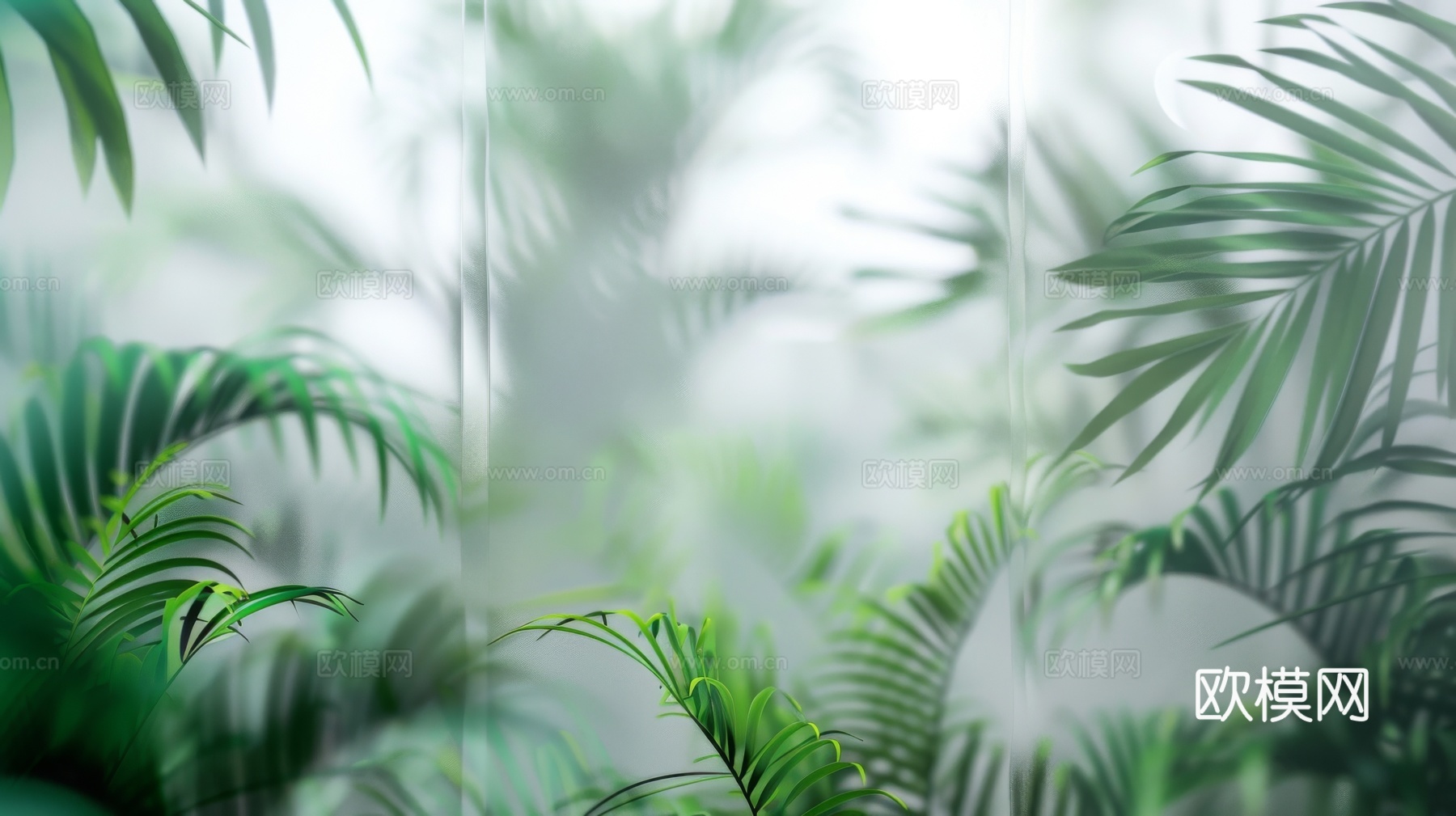 夹丝磨砂玻璃幕墙植物隔断