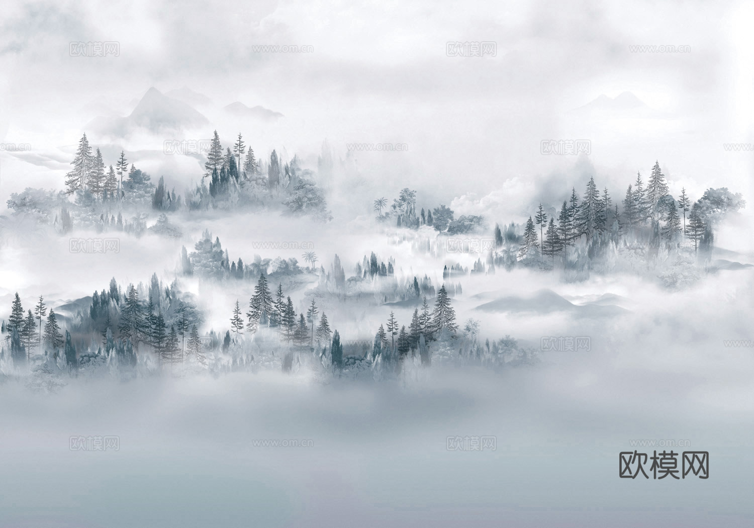 新中式水墨字画 山水装饰画 风景画