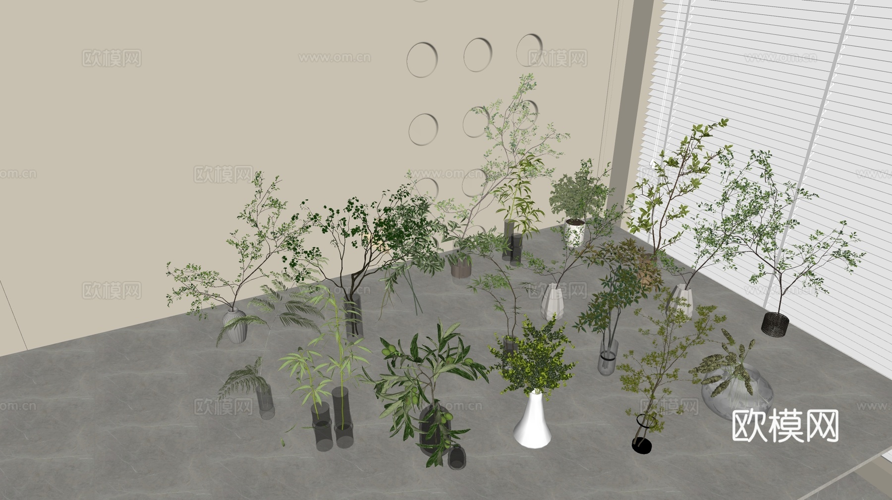 现代桌面绿植 花瓶 盆栽 植物su模型