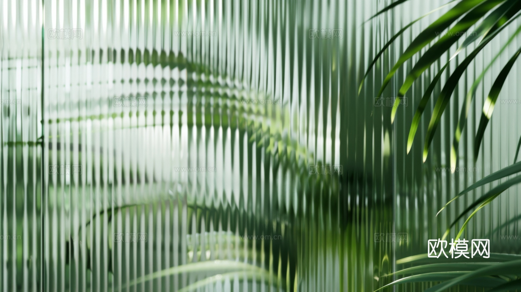 夹丝磨砂玻璃幕墙植物隔断