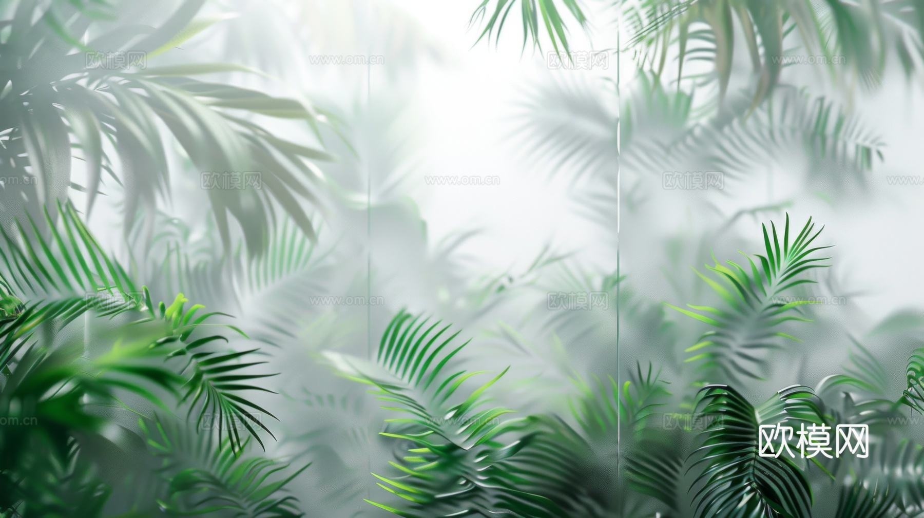 夹丝磨砂玻璃幕墙植物隔断下载（渲染图6）