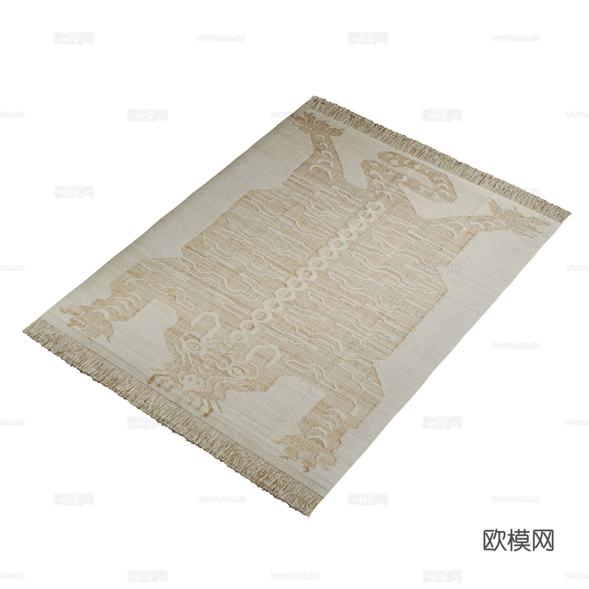 新中式布艺地毯3d模型