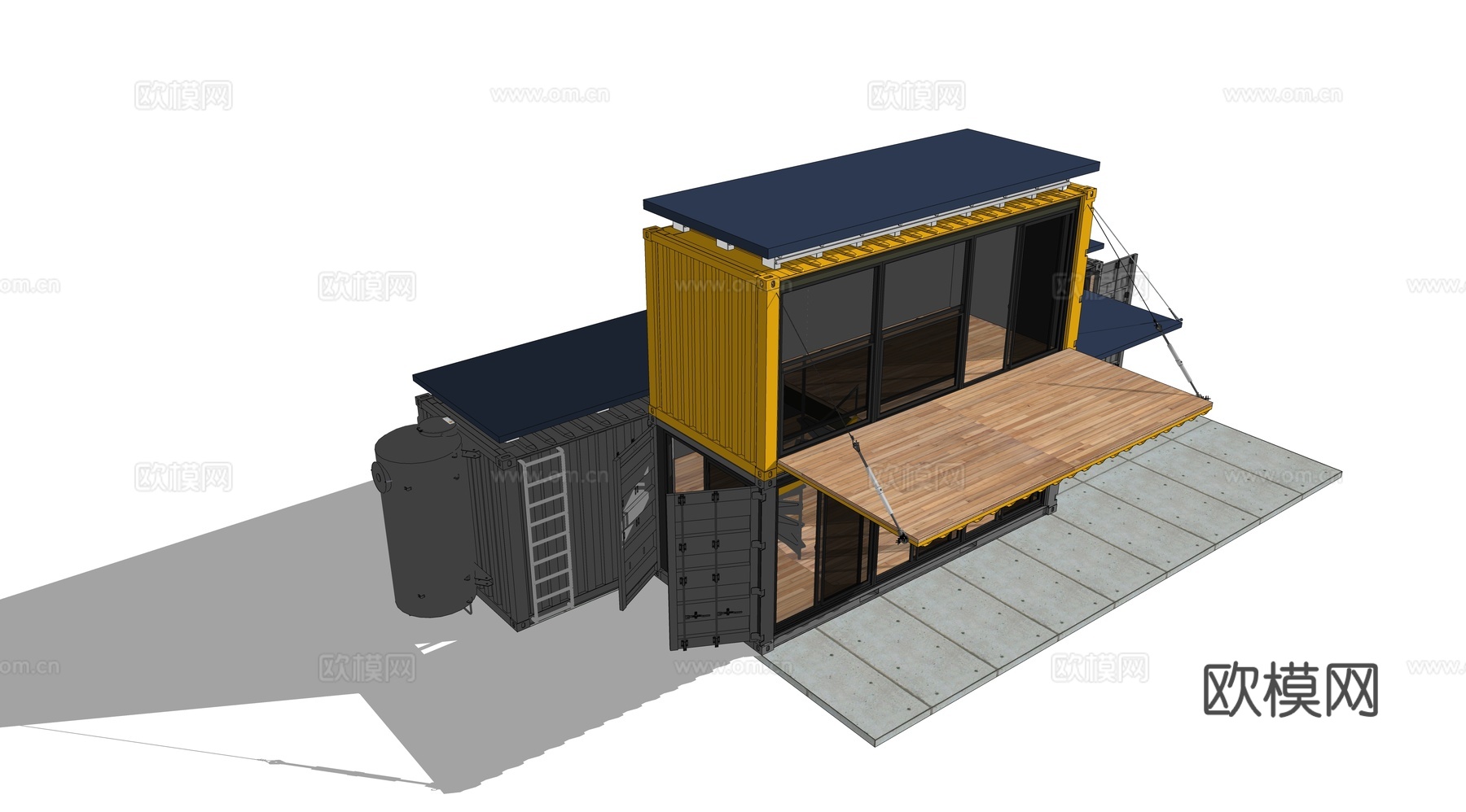 集装箱建筑 集装箱休息驿站 临时建筑su模型