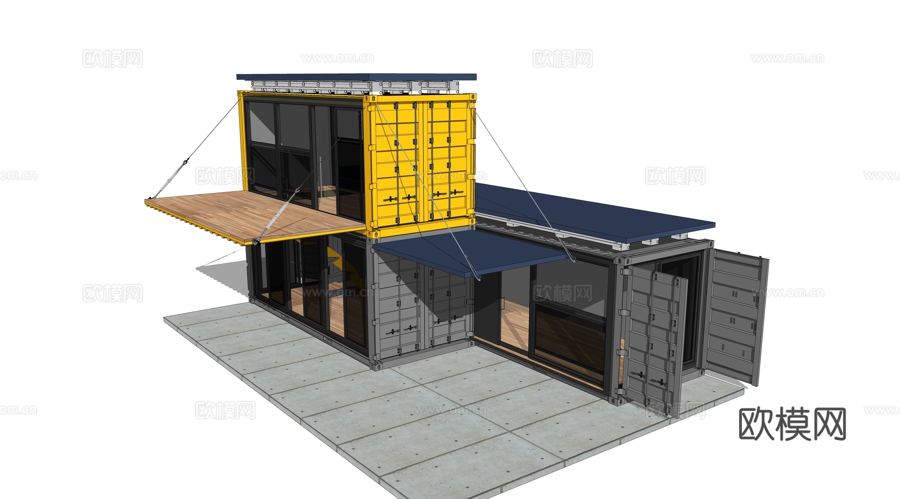 集装箱建筑 集装箱休息驿站 临时建筑su模型