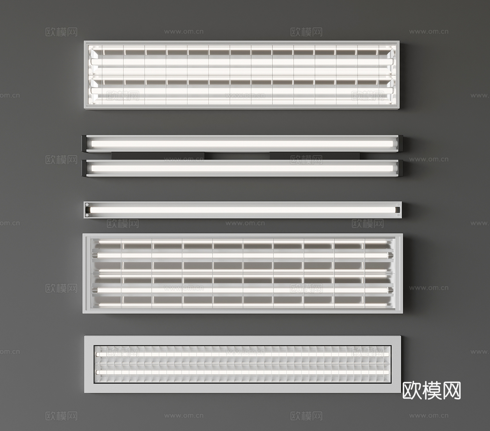 格栅灯 现代格栅灯 线性灯3d模型
