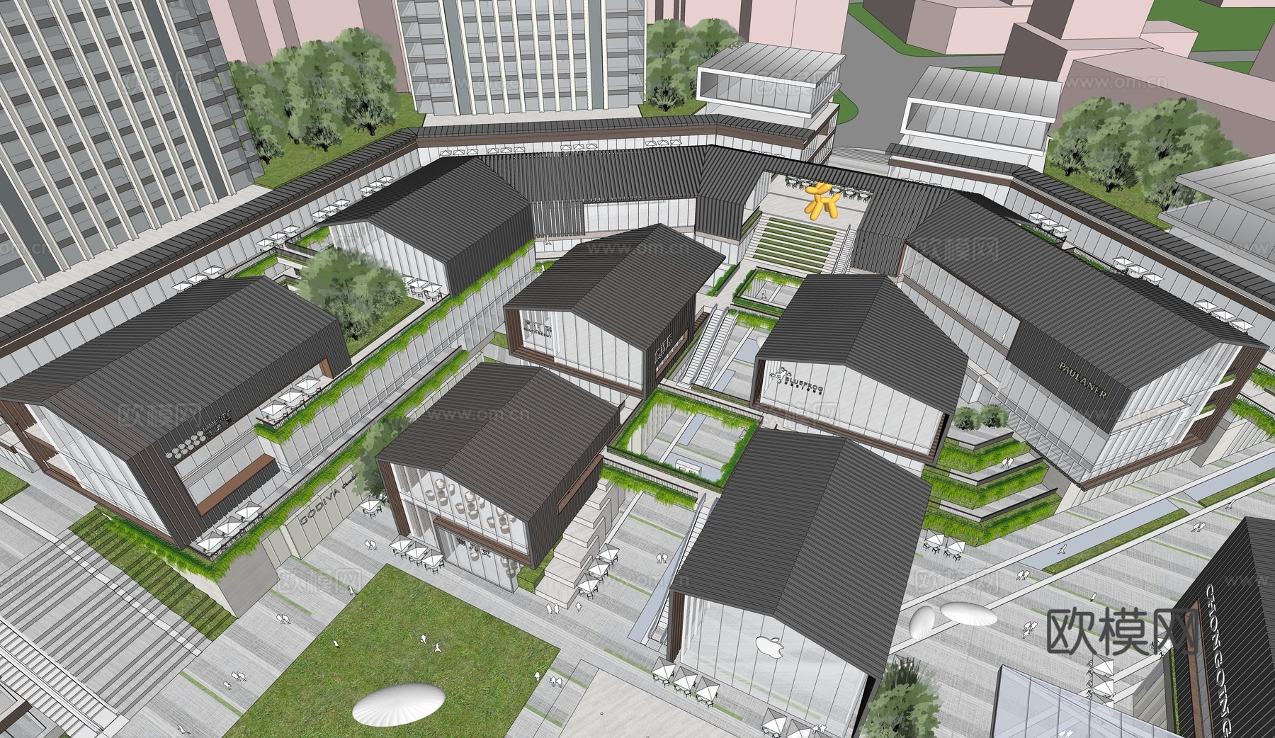 现代商业综合体 酒店建筑 超高层办公楼su模型
