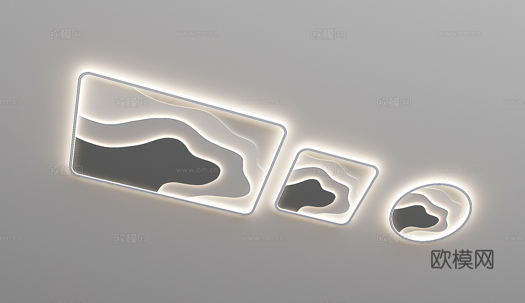 现代简约吸顶灯组合3d模型