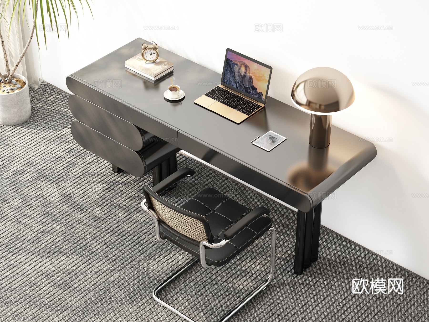 现代书桌 电脑桌3d模型