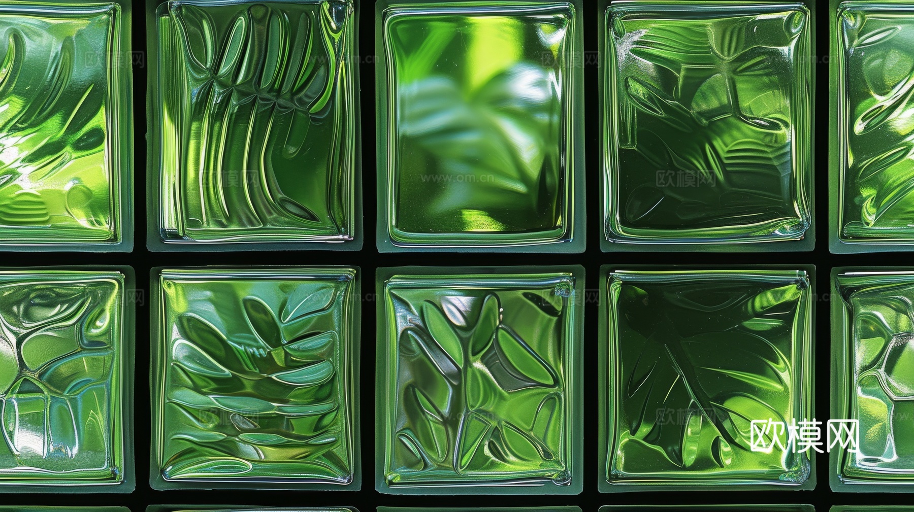 夹丝磨砂玻璃幕墙植物隔断下载（渲染图8）