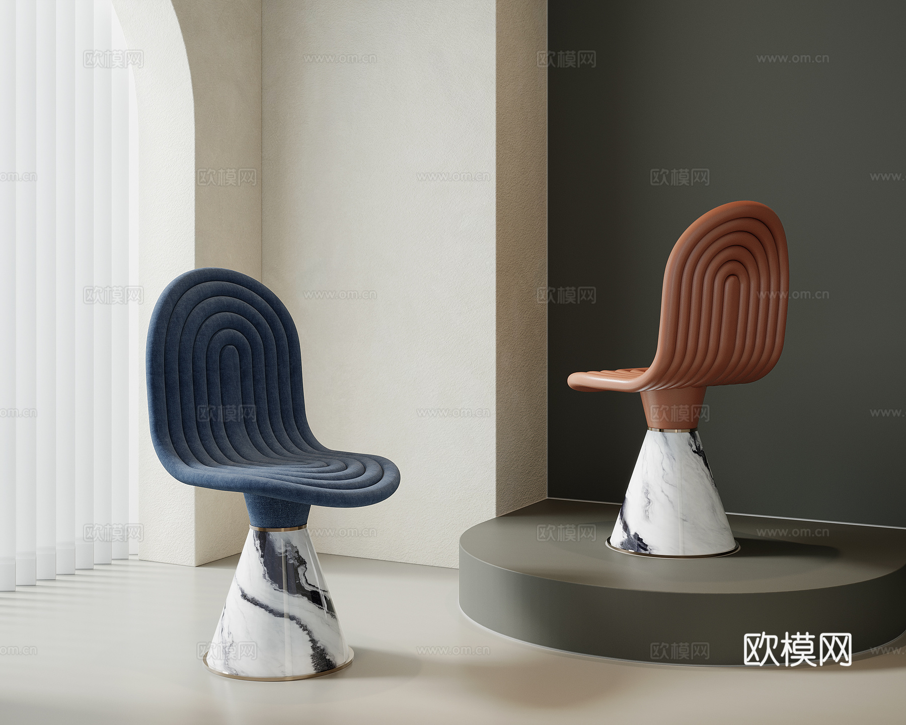 现代轻奢休闲桌椅3d模型
