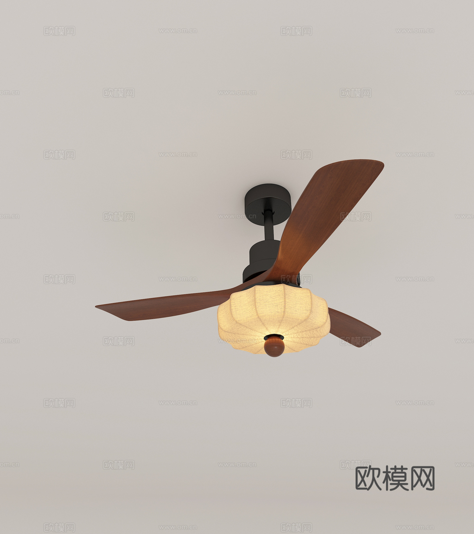 现代复古中古风风扇灯3d模型