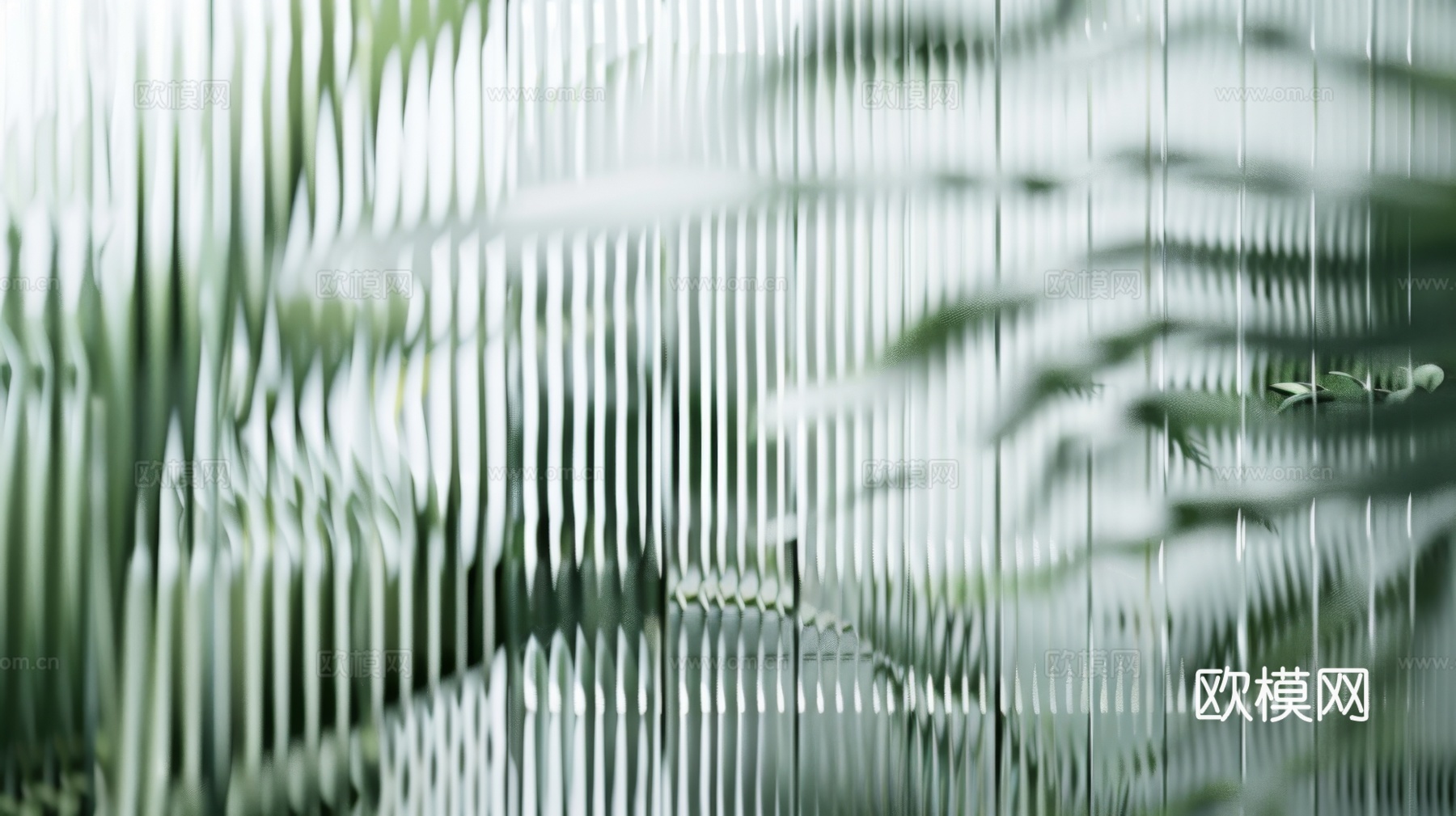 夹丝磨砂玻璃幕墙植物隔断下载（渲染图1）