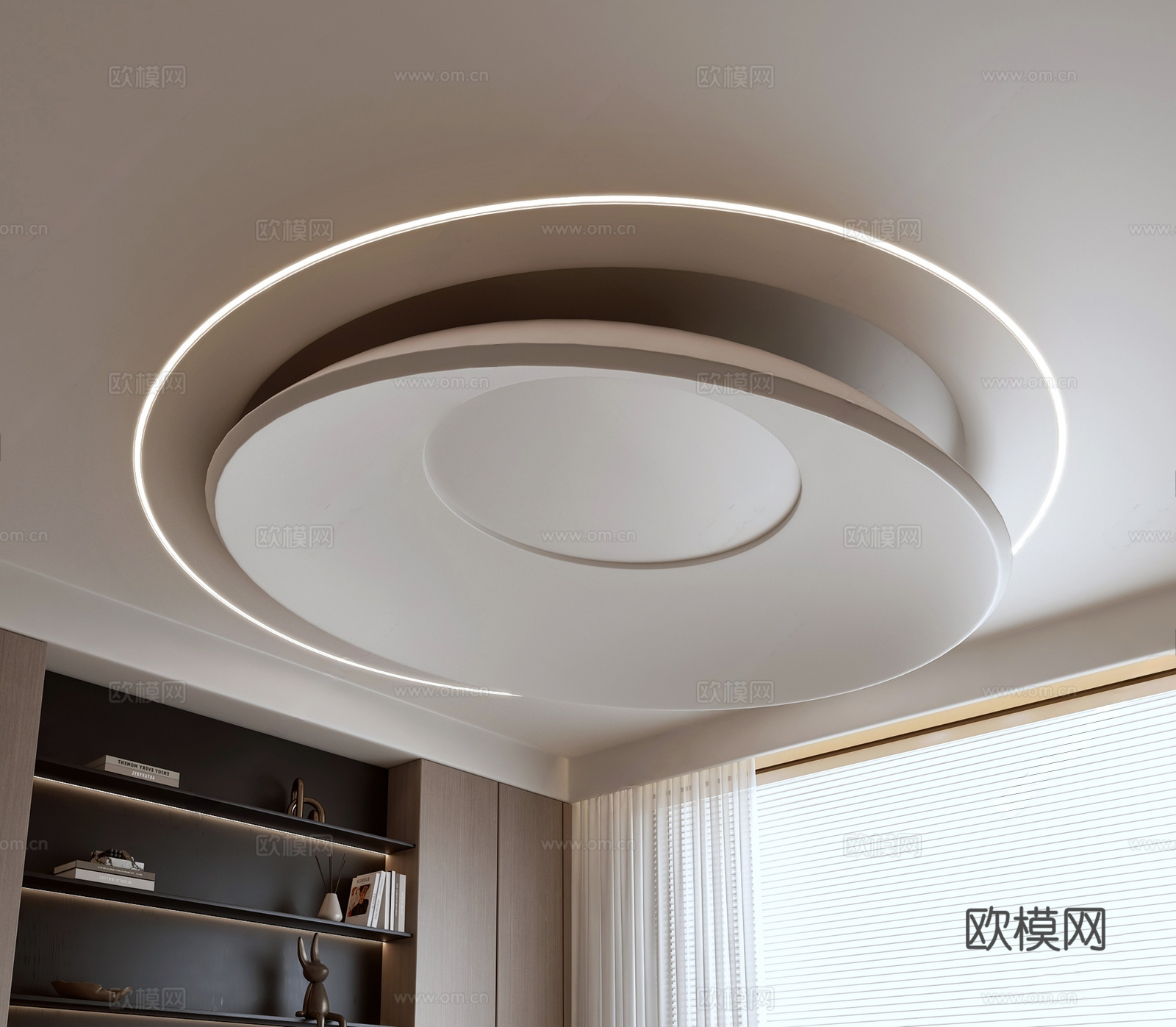 现代弧形穹顶天花吊顶 异形吊顶 双眼皮吊顶 悬浮吊顶3d模型