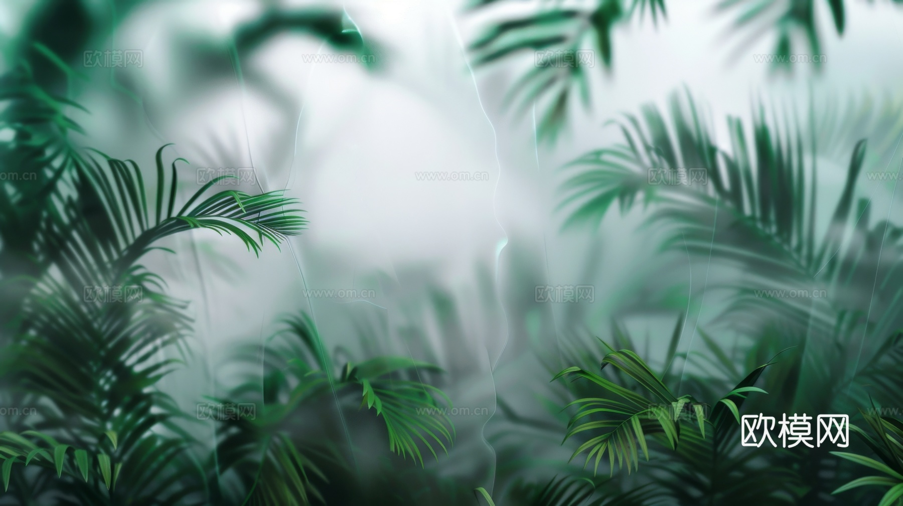 夹丝磨砂玻璃幕墙植物隔断