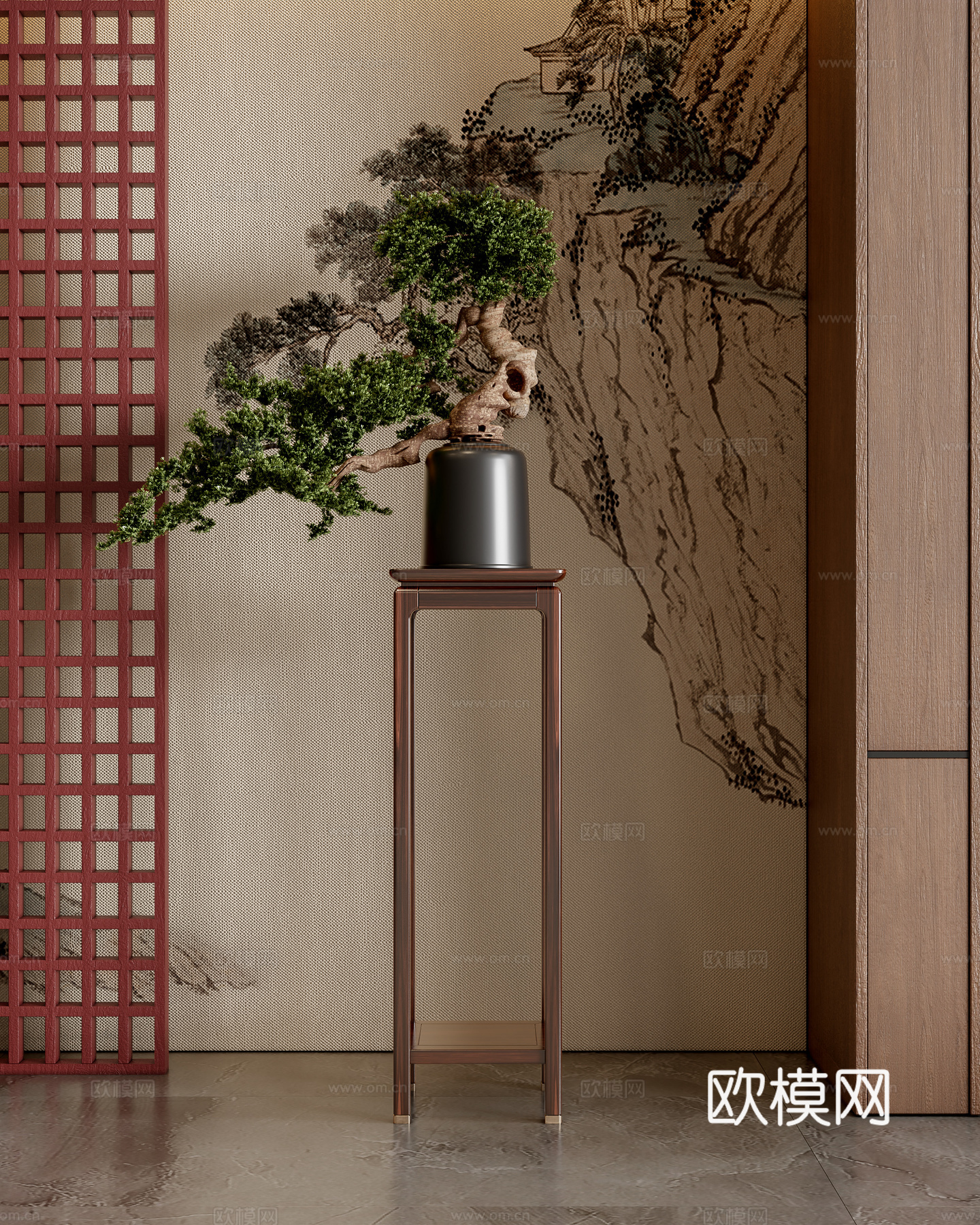 新中式盆栽3d模型