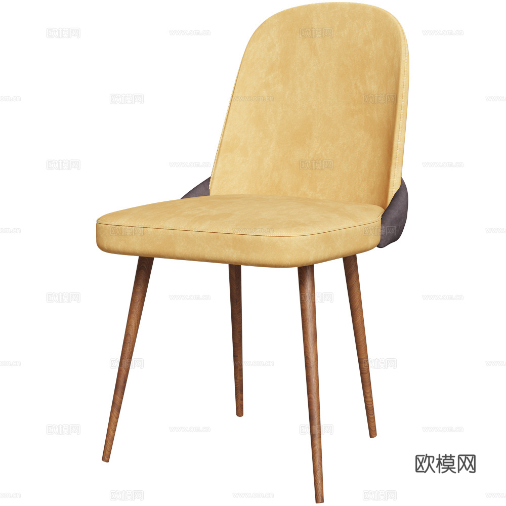 现代北欧原木餐椅3d模型