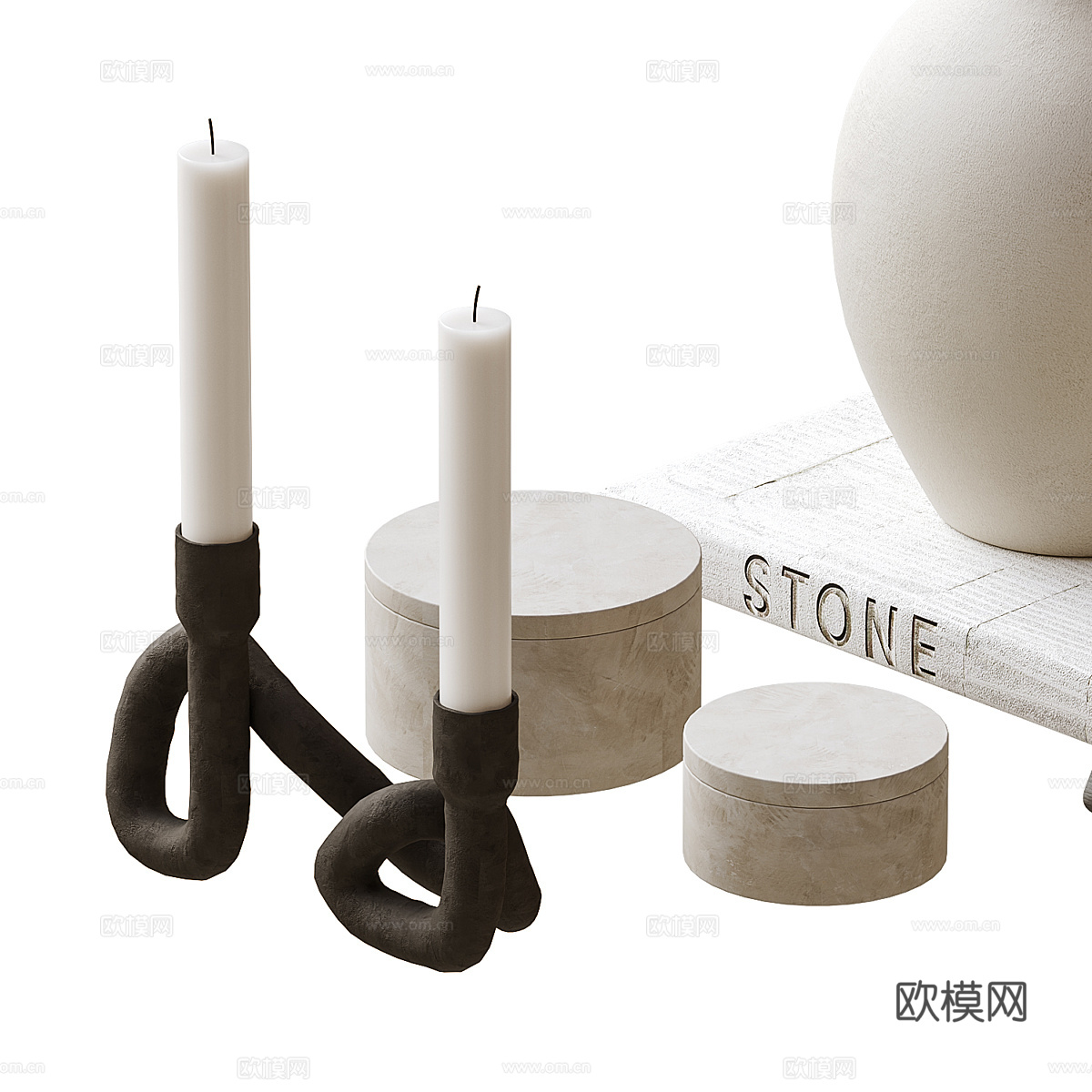新中式侘寂花瓶花艺3d模型