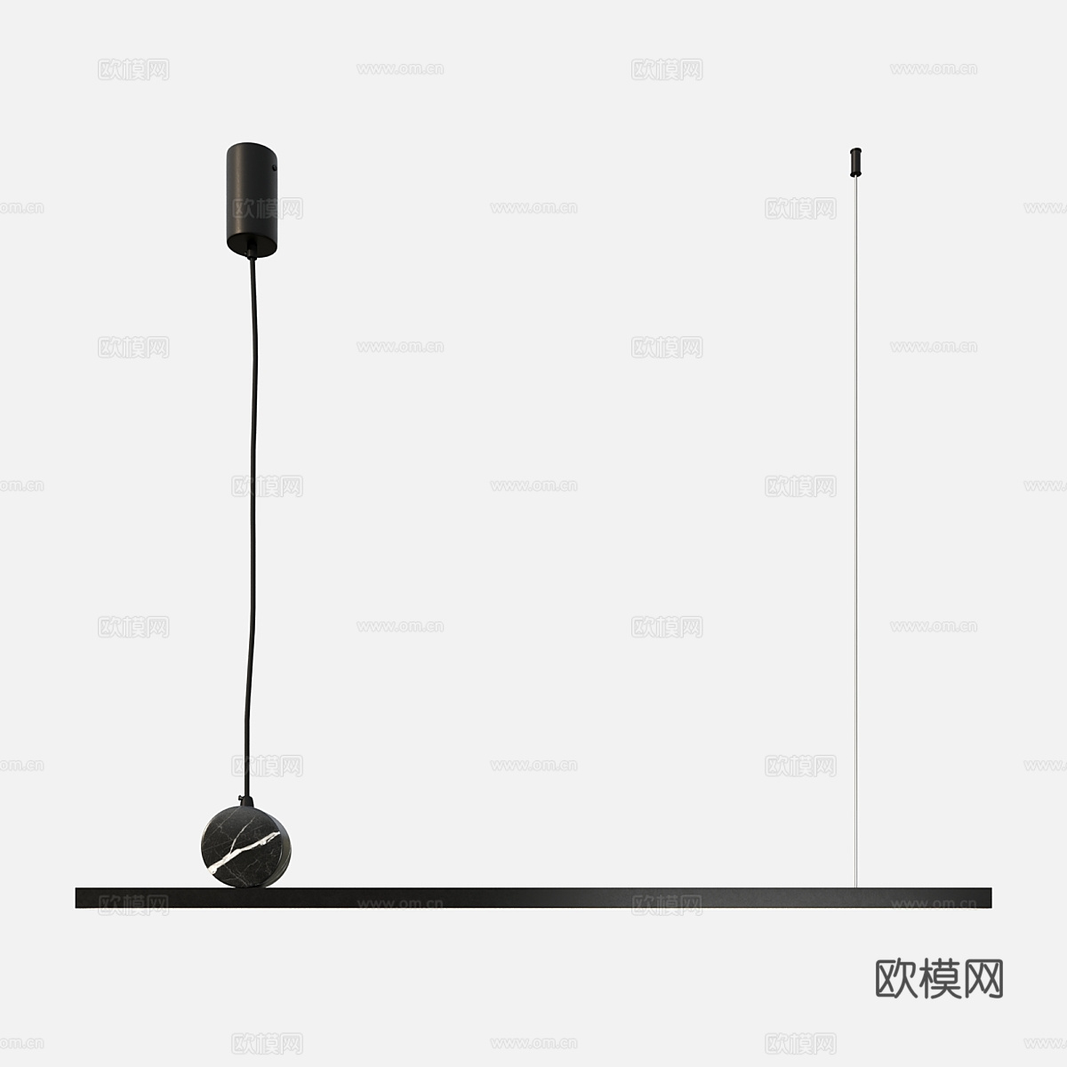 现代极简条形吊灯3d模型