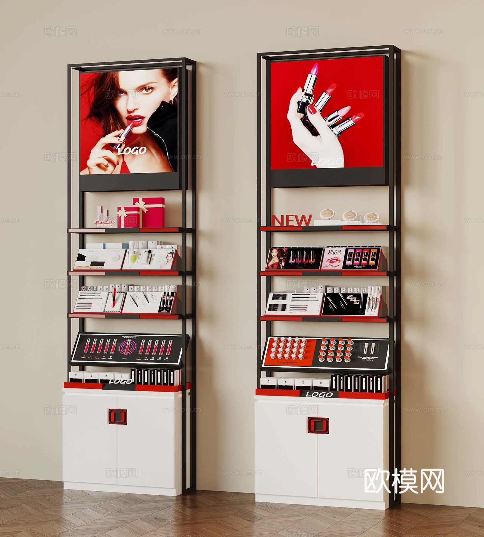 化妆品 展架 货架su模型