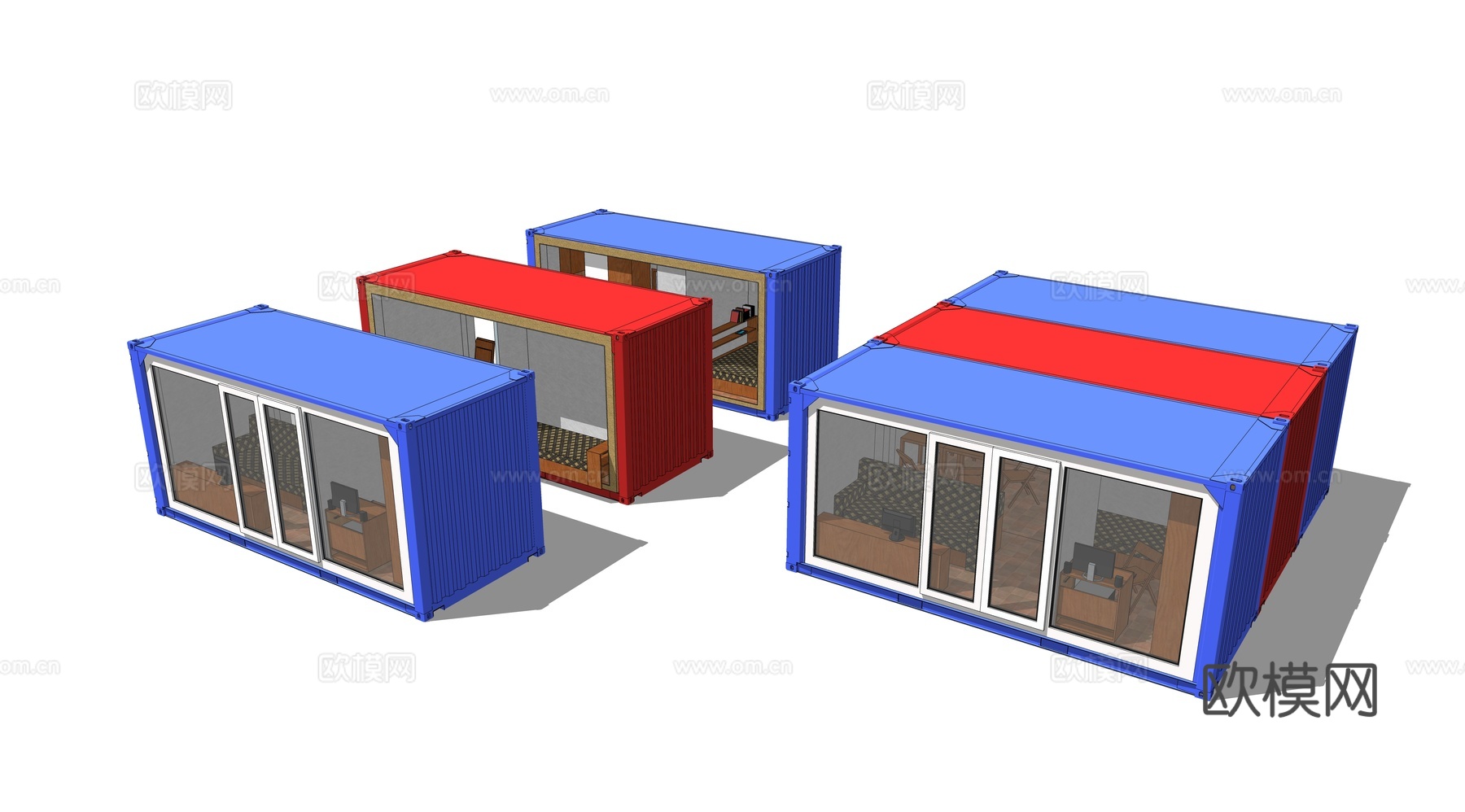 集装箱建筑 集装箱别墅 集装箱休息驿站su模型