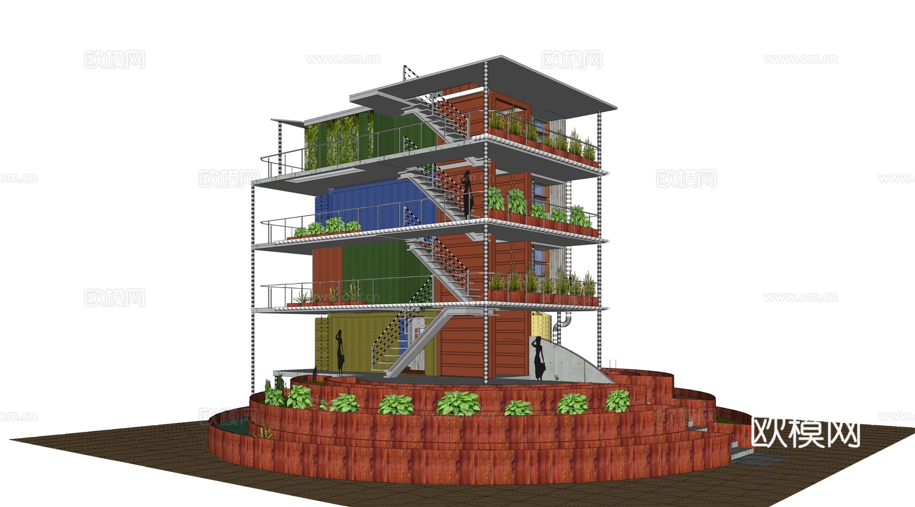 集装箱建筑 集装箱别墅 集装箱休息驿站su模型