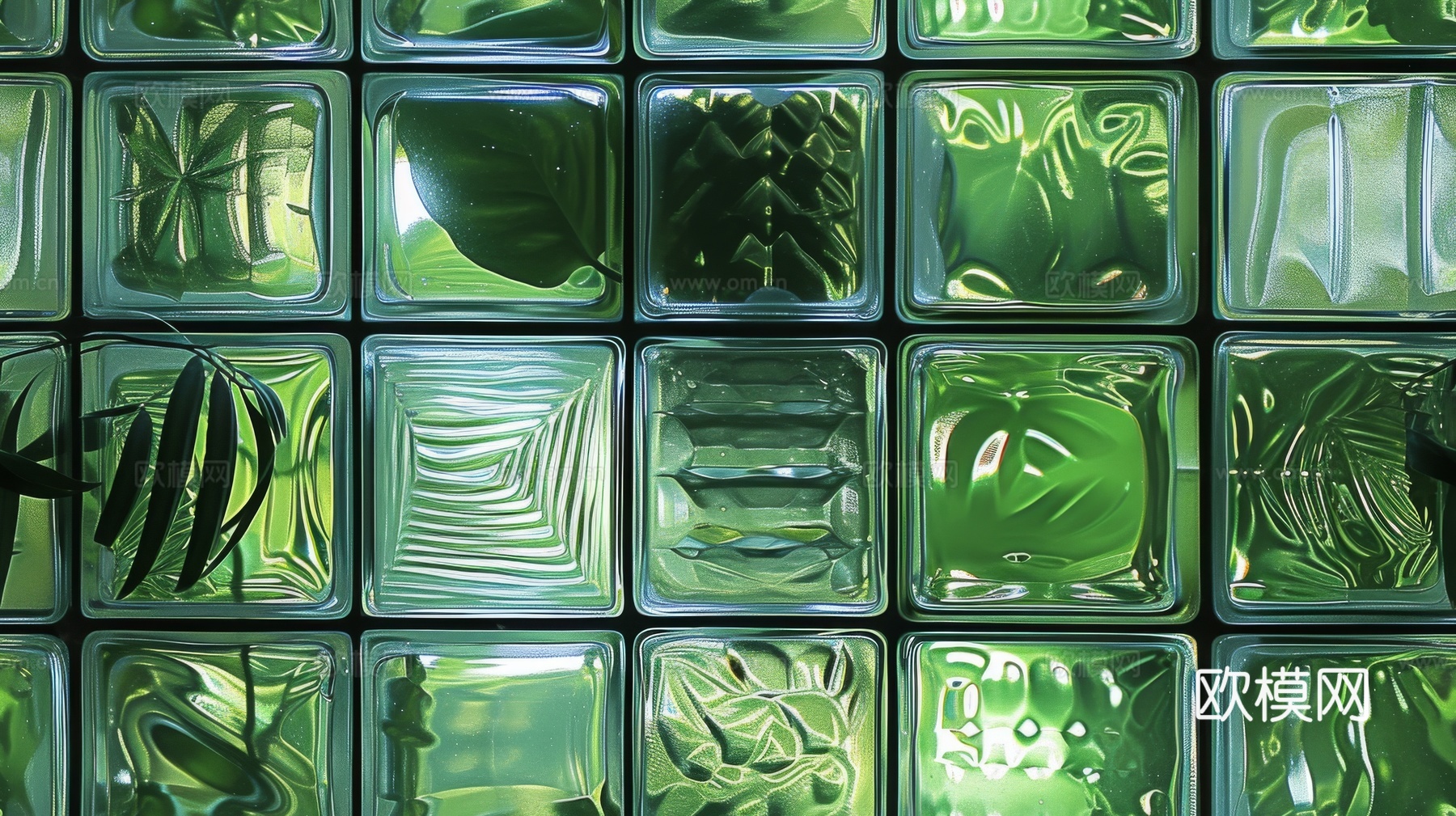 夹丝磨砂玻璃幕墙植物隔断下载（渲染图8）