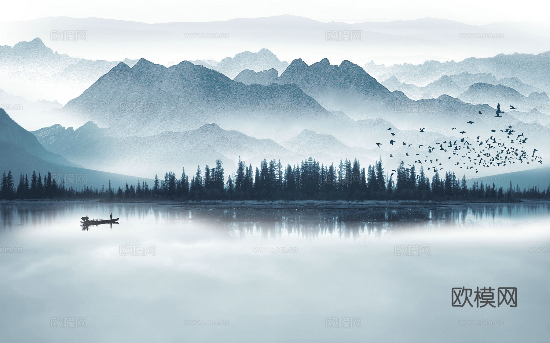 新中式水墨字画 山水装饰画