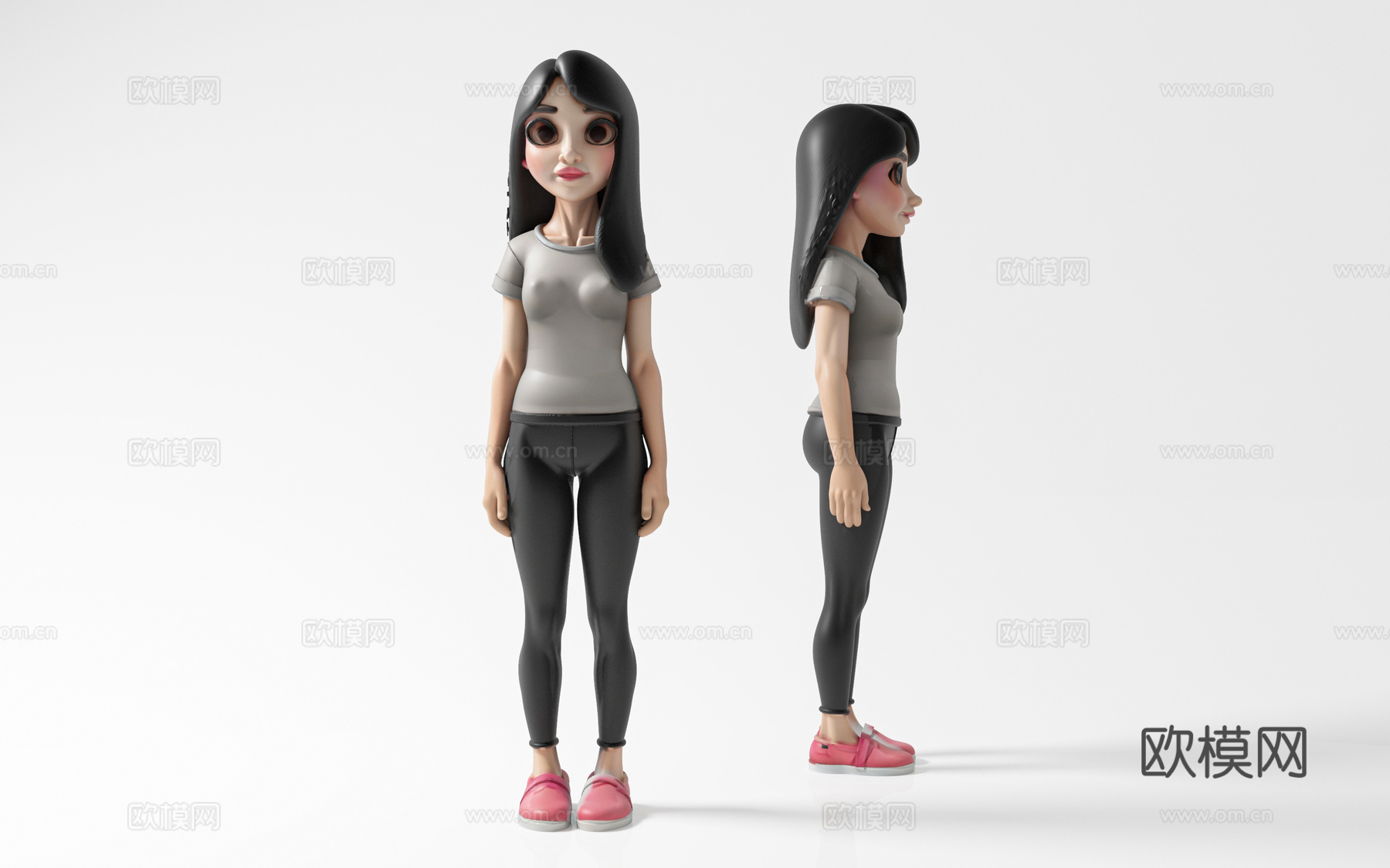 Q版人物卡通人物 女人少女女性 瑜珈服健身 手办人偶 美陈装3d模型