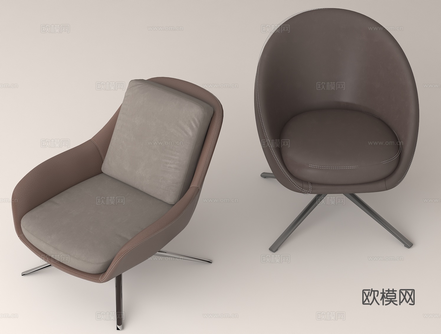 北欧风家具 皮质休闲椅 个性座椅 旋转椅3d模型