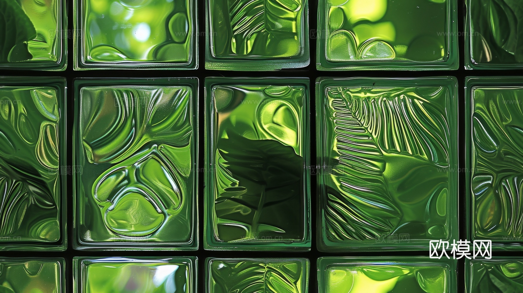 夹丝磨砂玻璃幕墙植物隔断下载（渲染图7）