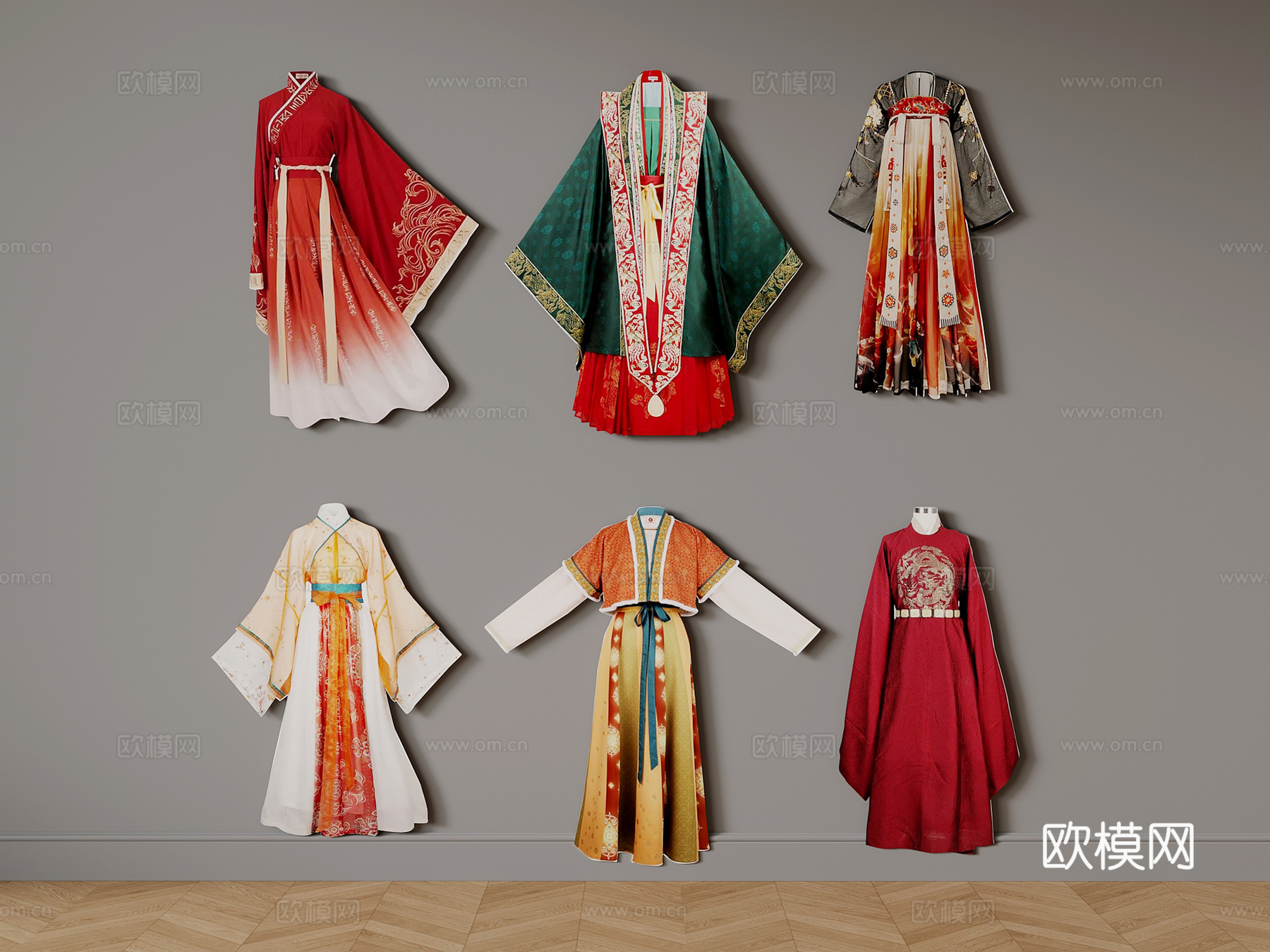 汉服 新中式汉服 服饰3d模型