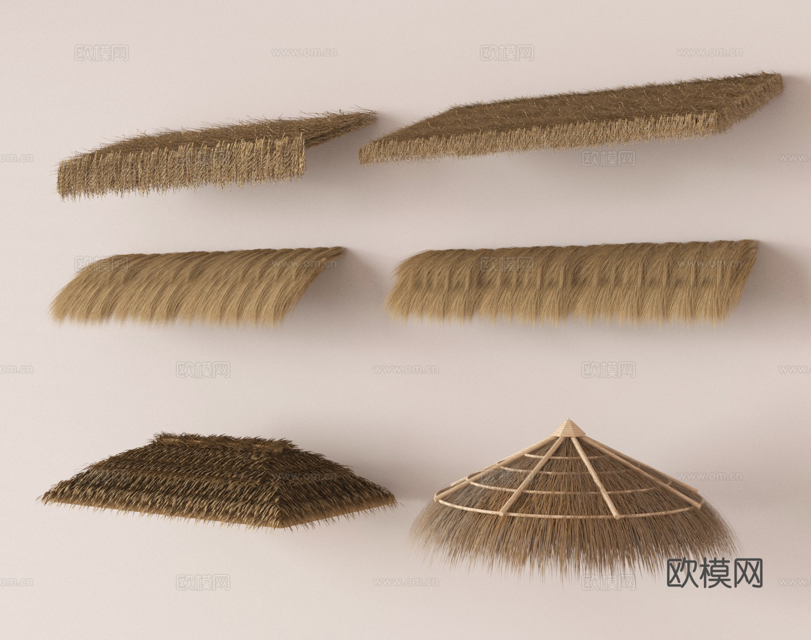 茅草棚 遮阳棚 草垛 枯草 茅草屋檐3d模型