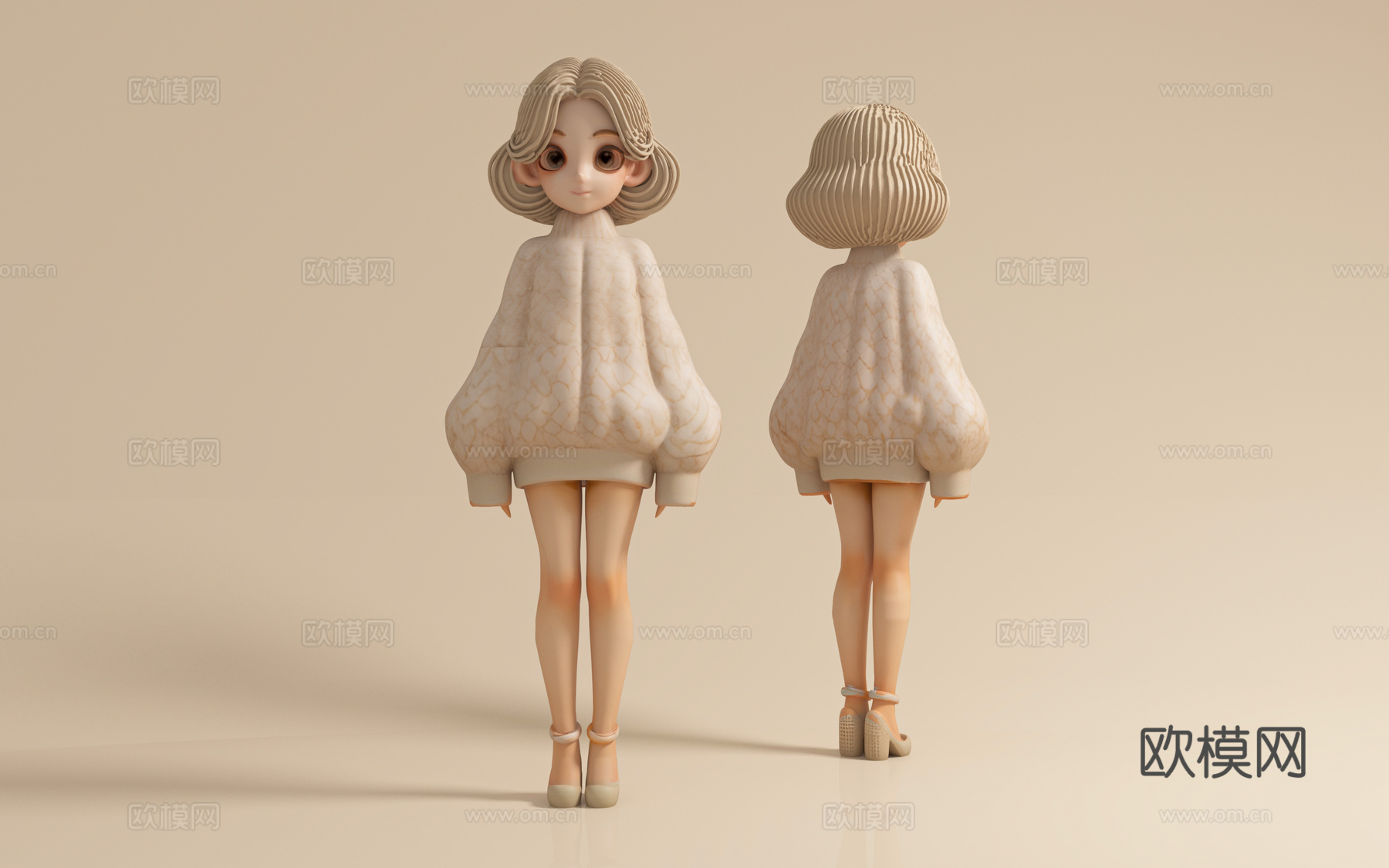 美女少女女人女性 性感人物 卡通人物 动漫风格 手办摆件 人3d模型
